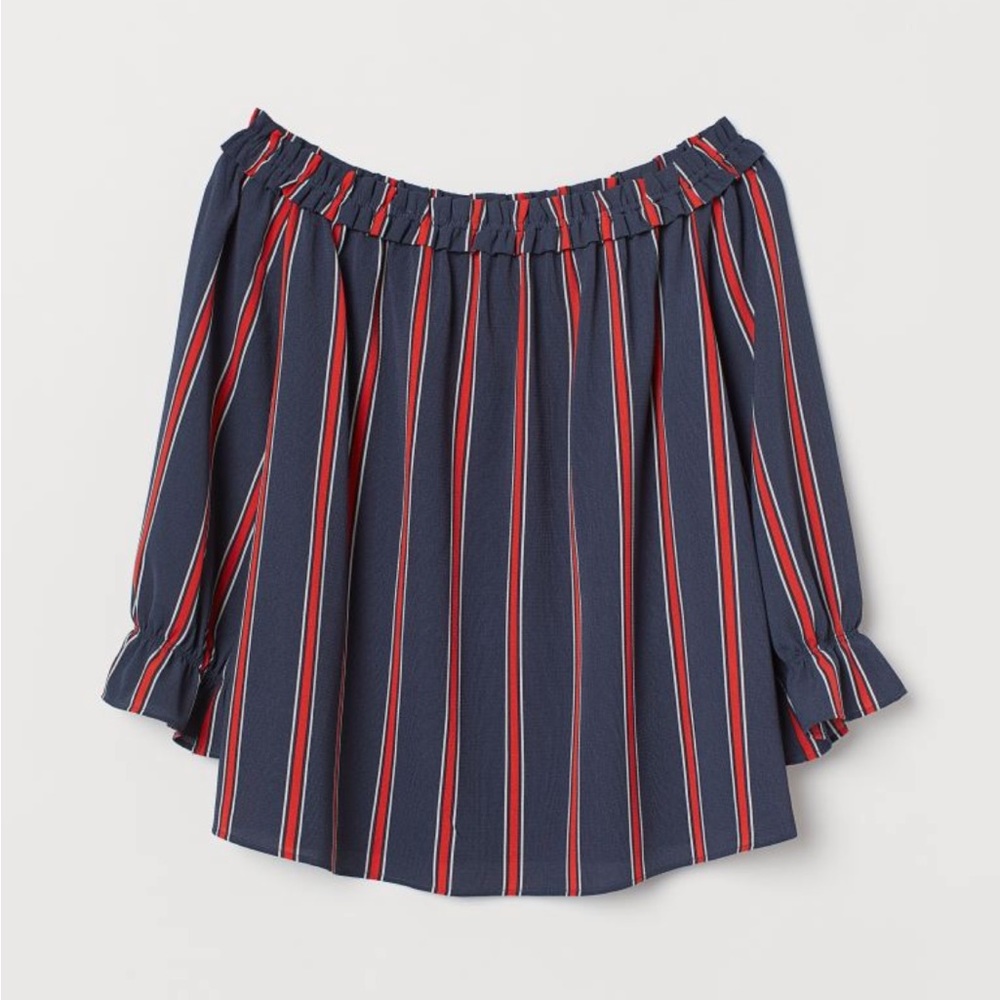 New | Striped stylish off shoulder H&M top - Picture 4 of 5